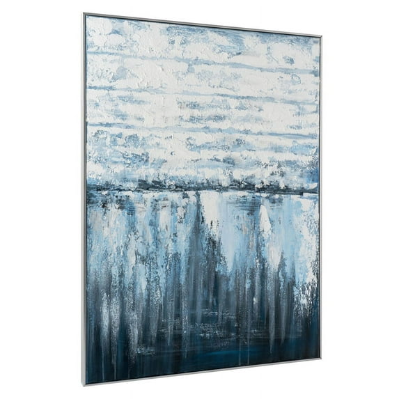 Gild Design House Pensive Sea Hand Painted Framed Canvas Blue