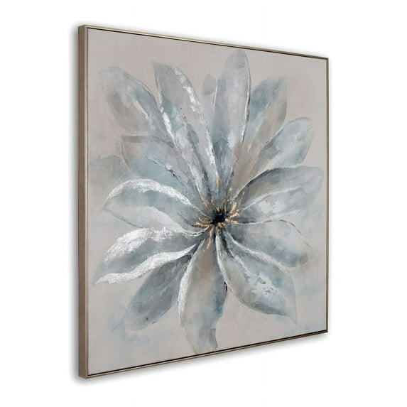 Gild Design House Small Radiant Blossom Hand Painted Canvas in White/Silver