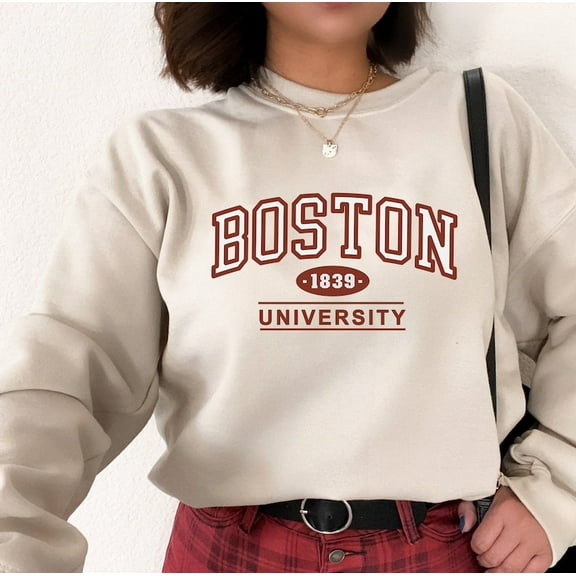Gild Leaf Boston University, Boston Crewneck Sweatshirt, College Sweater, Graduate Shirt, Vintage School Pullover, Unisex Long Sleeve, Size S-5XL T-Shirt, Graphic Tee, Casual Wear