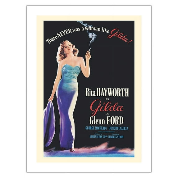 Gilda - Staring Rita Hayworth and Glenn Ford - Vintage Film Movie Poster by Robert Coburn c.1946 - Bamboo Fine Art 290gsm Paper Print (Unframed) 18x24in