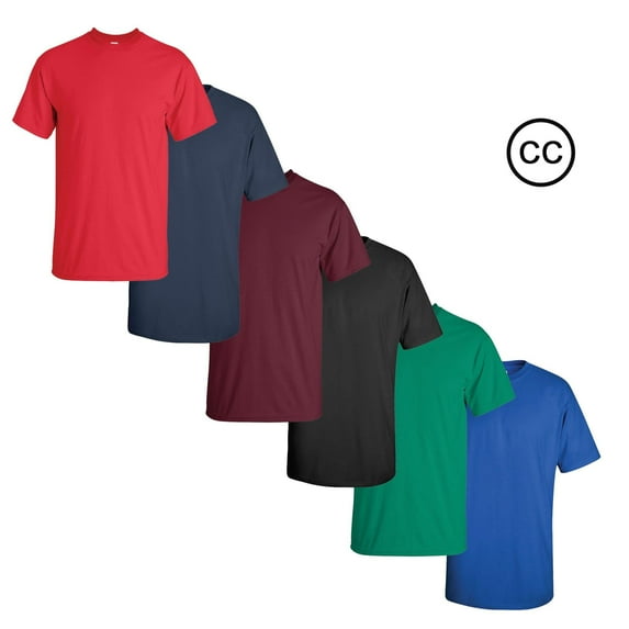 Gildan - 100% Ultra Cotton Men T-Shirt | 6 oz, Classic Width, Rib Collar | Men’s Short Sleeve Assorted Tee | Mix Color Bulk -6 Pack Tees | Size Small