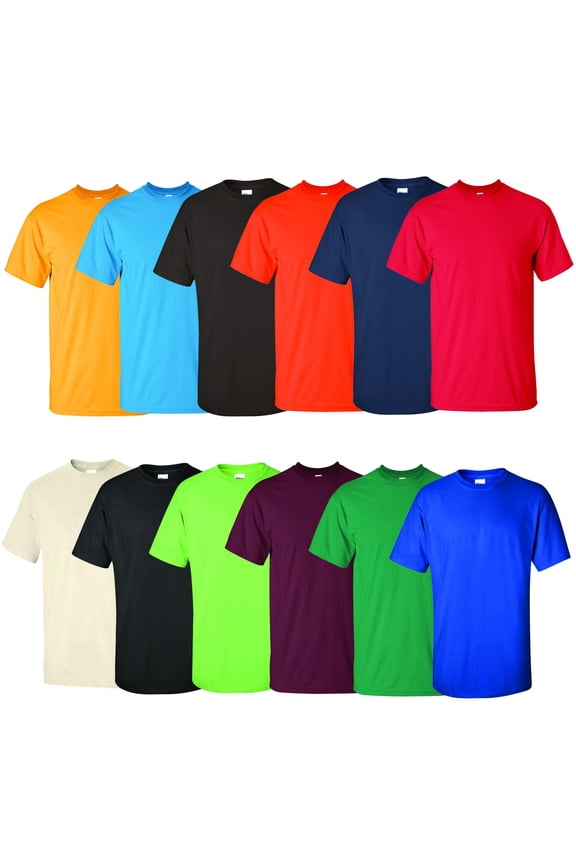 - 100% Ultra Cotton Men T-Shirt|6 oz, Classic Width, Rib Collar | Men’s Short Sleeve Tee |Mix Color Bulk -12 Pack Tees |Size 3X-Large