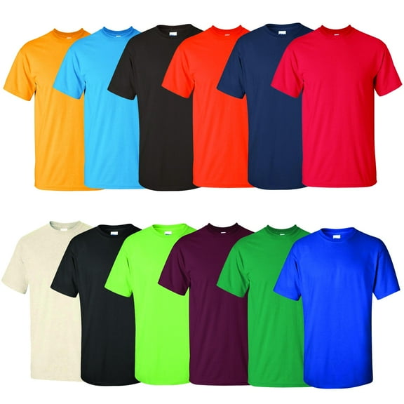 Gildan – 100% Ultra Cotton Men T-Shirt|6 oz, Classic Width, Rib Collar | Men’s Short Sleeve Tee |Mix Color Bulk -12 Pack Tees |Size Small