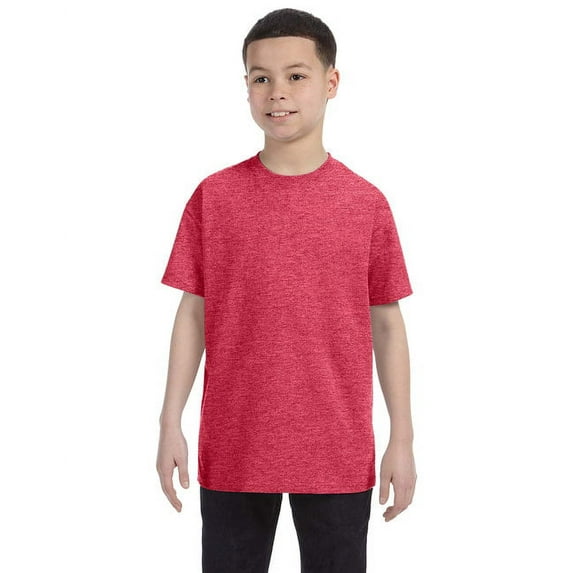 Gildan 3 Pack Youth Boys Heavy Cotton Heather Red T-Shirt, M