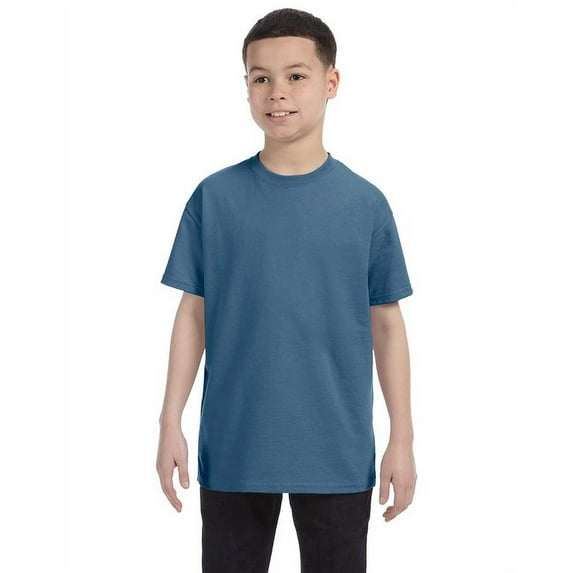 Gildan 3 Pack Youth Boys Heavy Cotton Indigo Blue T-Shirt, L