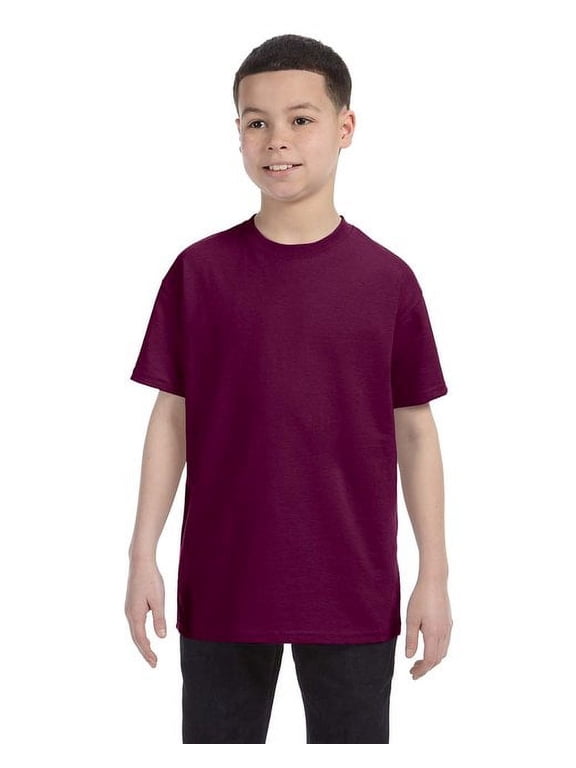 Gildan 3 Pack Youth Boys Heavy Cotton Maroon T-Shirt, XL