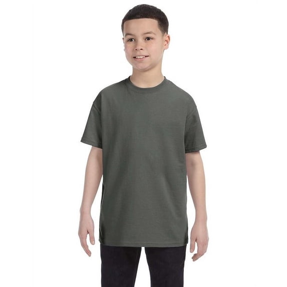 Gildan 3 Pack Youth Boys Heavy Cotton Military Green T-Shirt, M