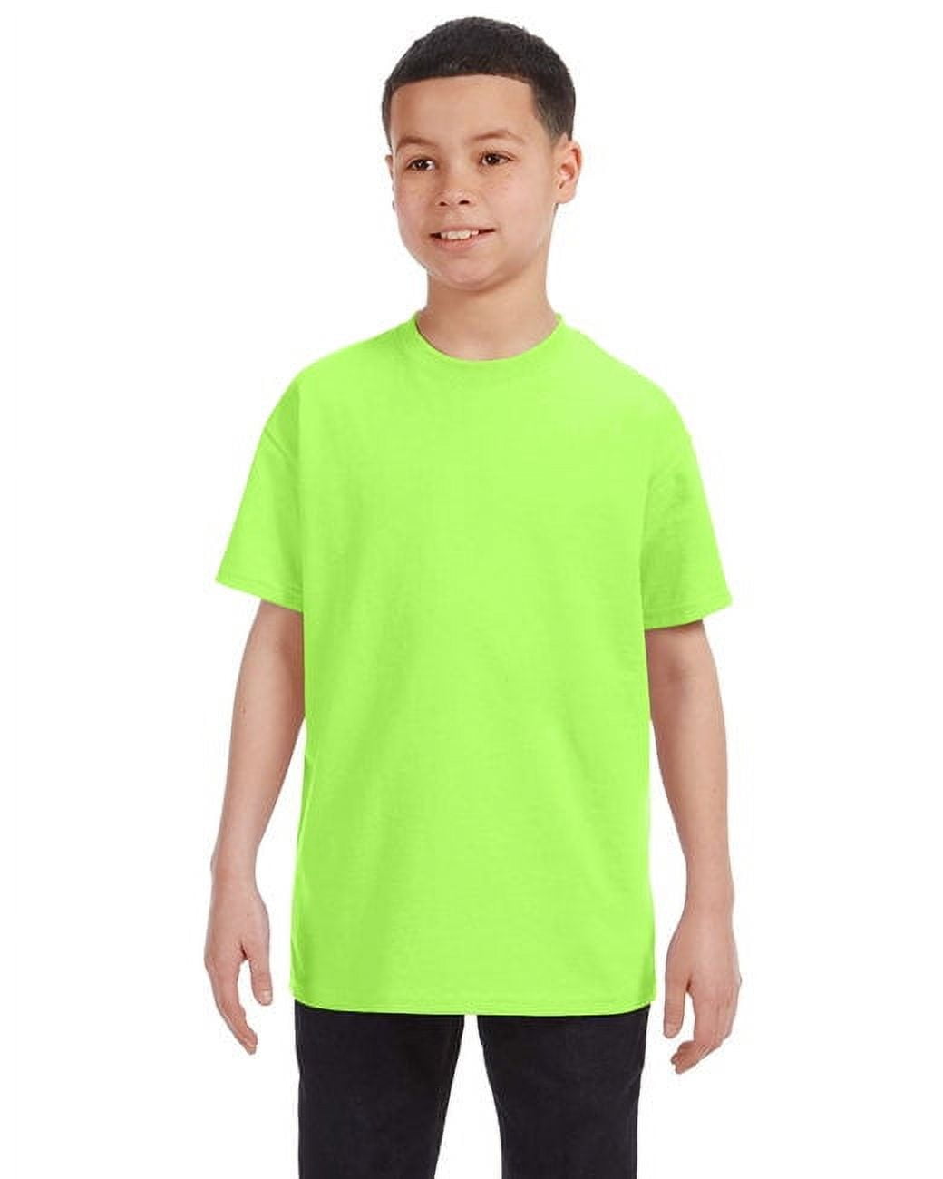 T-Shirt, Cotton Neon Green XS Youth Gildan 3 Heavy Boys Pack