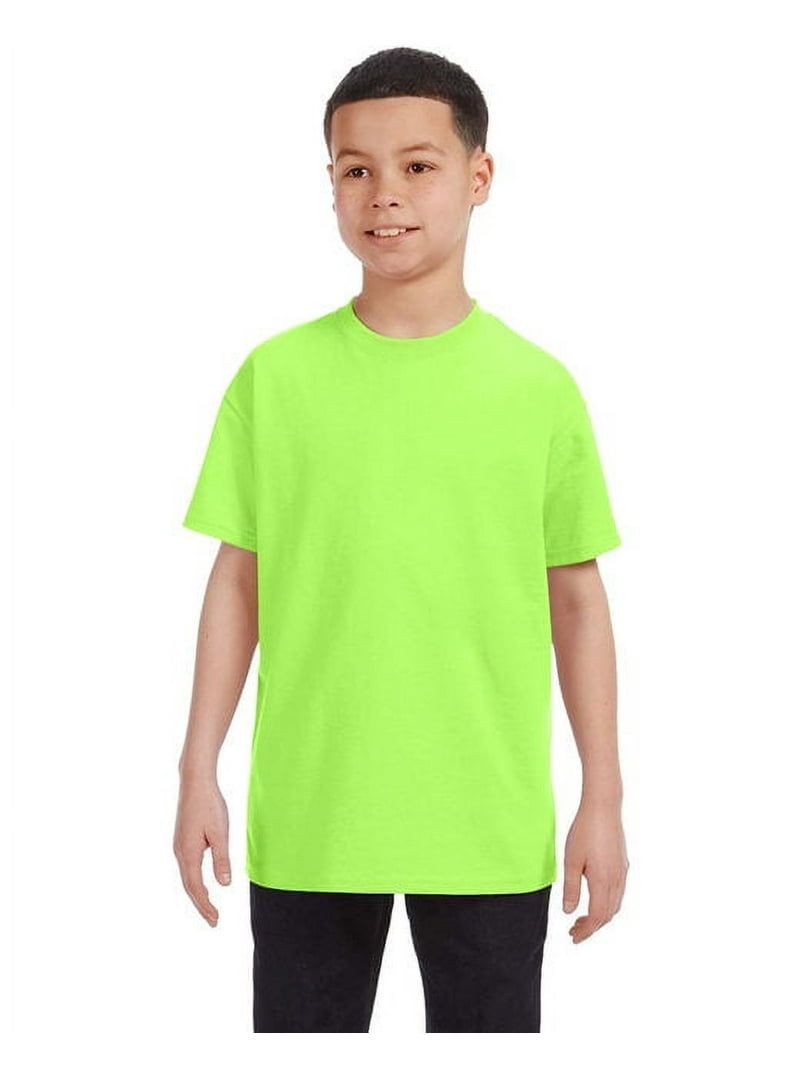 Gildan 3-Pack, XS Neon Green Heavy Cotton T-Shirt, Kids/Children