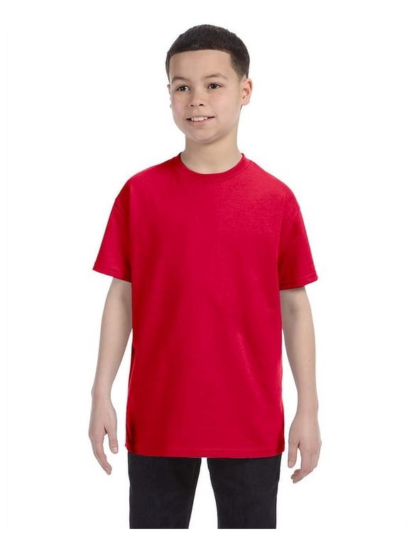 Gildan 3 Pack Youth Boys Heavy Cotton Red T-Shirt, XL