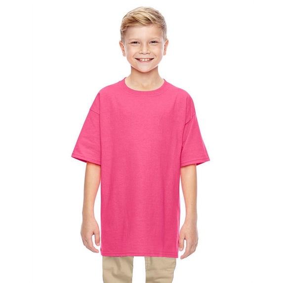 Gildan 3 Pack Youth Boys Heavy Cotton Safety Pink T-Shirt, XS