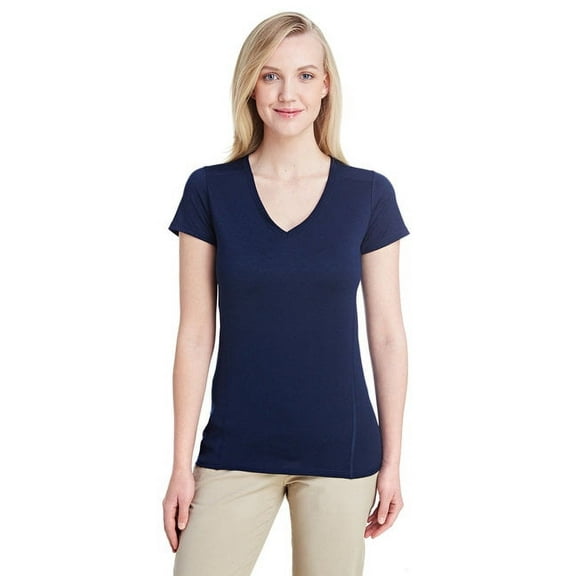 Gildan 47V00L Performance Tech Women's V-Neck T-Shirt Marbled Navy XS