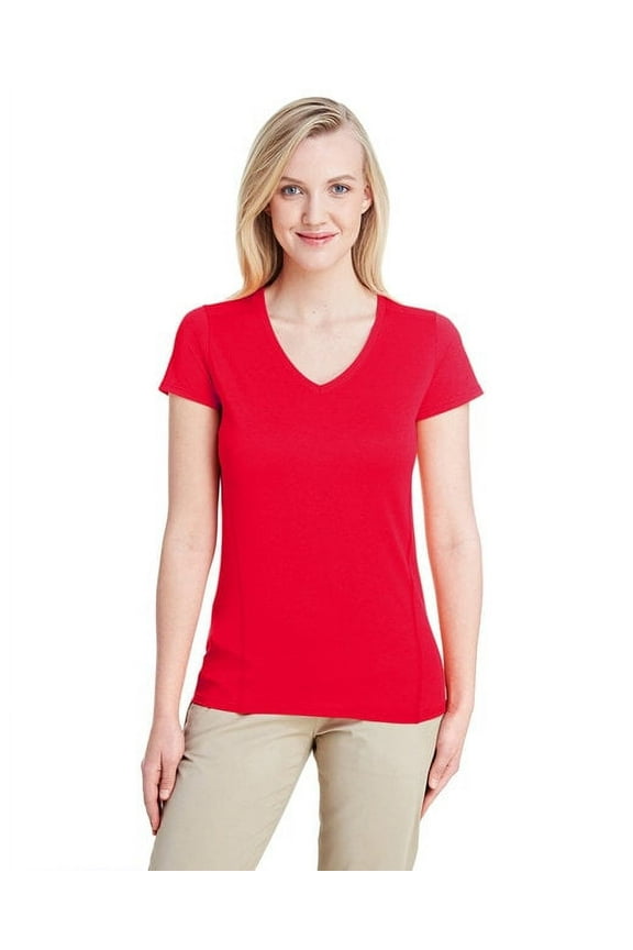 47V00L Performance Tech Women's V-Neck T-Shirt Red XS