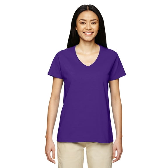 Gildan - Heavy Cotton Women’s V-Neck T-Shirt - 5V00L, Purple, L, Pack Of 12, Tshirts for Women