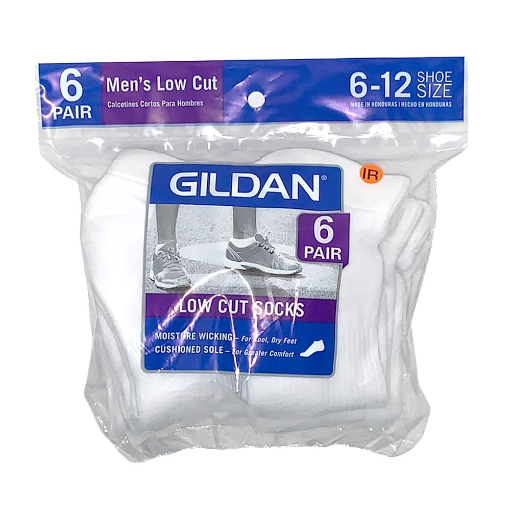 Gildan 6 Pack Moisture Wicking Men's Low Cut Socks