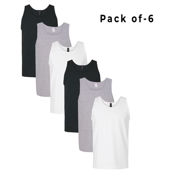 CROWN CRAZE - 6 Pack Tank Top for Men Made with 5.3 Oz 100% Cotton | Sleeveless Mix Color Tank - 3xl Size