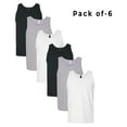 thumbnail image 1 of CROWN CRAZE - 6 Pack Tank Top for Men Made with 5.3 Oz 100% Cotton | Sleeveless Mix Color Tank - S Size, 1 of 5