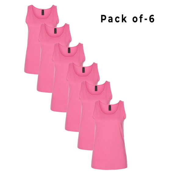 CROWN CRAZE - 6 Pack Tank Top for Women Made with 4.5 Oz 100% Cotton | Crewneck Azalea colour Sleeveless Comfortable Tank - 2xl Size