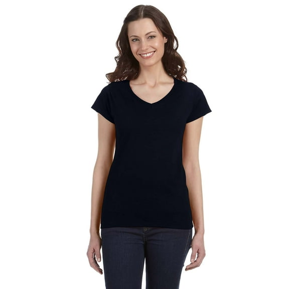 GILDAN G64VL LADIES' SOFTSTYLE 4.5 OZ. FITTED V-NECK T-SHIRT, Black, S, Pack Of 10, Tshirts for Women