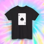 T-shirt Homme Pistol Boutique - Noir, Col V Profond, Imprimé Crâne Et As De Pique, Coupe Ajustée