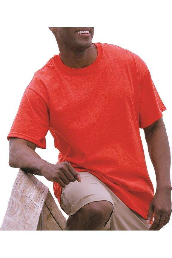 Adult Cotton Short Sleeve Red Crew T-Shirt, 1-Pack, Large