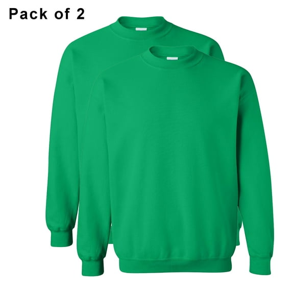 Gildan Adult Durable Sweatshirt of Heavy Blend 50/50 Cotton/Polyester, Irish Green 2 Pack Size-L, Crewneck Fleece Pullover Sweatshirt