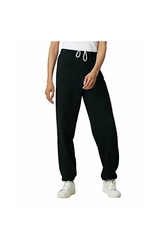 Adult Fleece Elastic Bottom Sweatpants, Style G18200, Black, Large