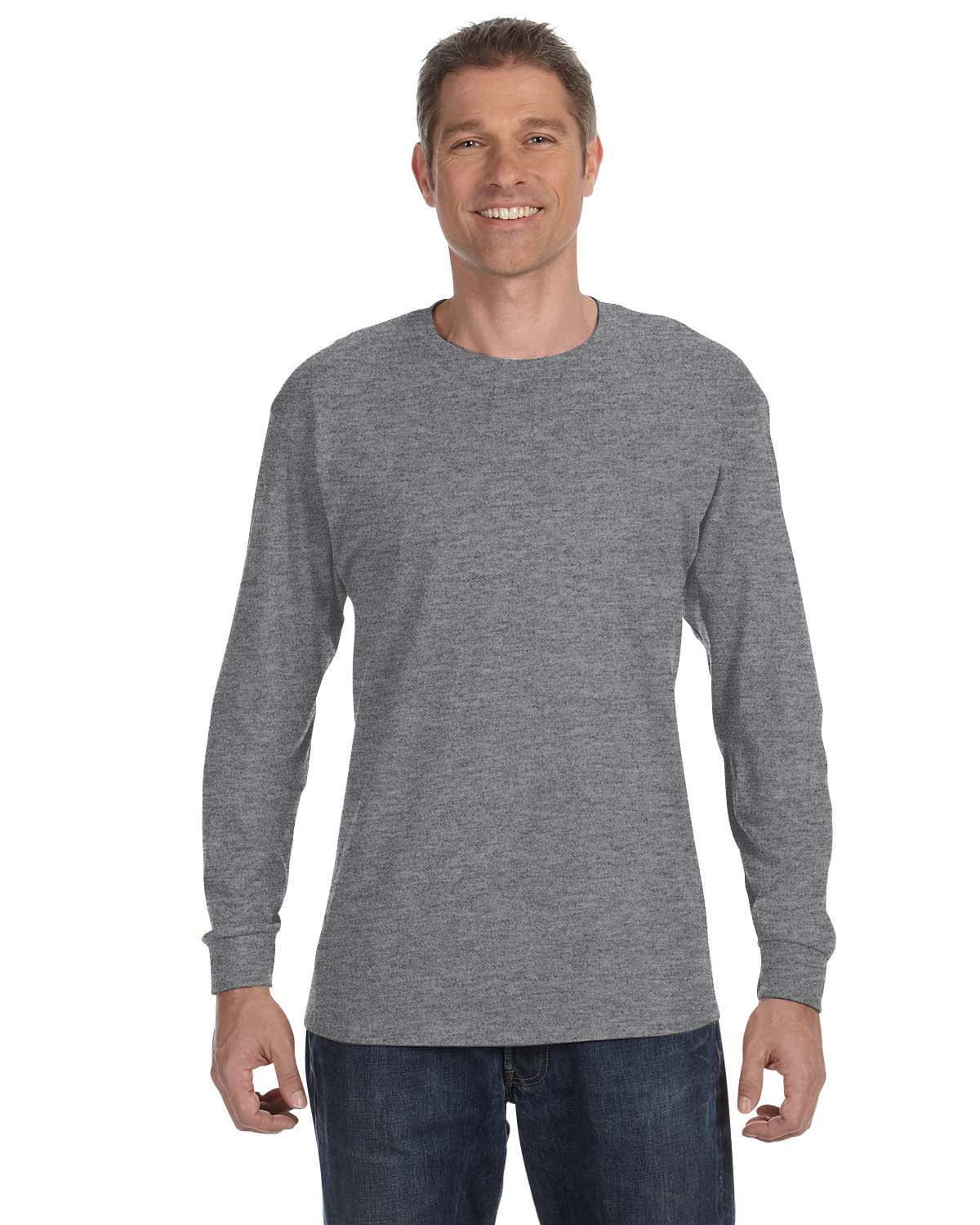GILDAN G540 ADULT HEAVY COTTON 5.3 OZ. LONG-SLEEVE T-SHIRT, Graphite Heather, XL