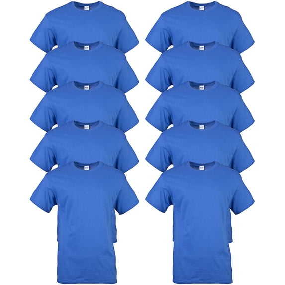 Gildan Adult Heavy Cotton T-Shirt, Style G5000, Multipack 10 Royal (10-pack) Large