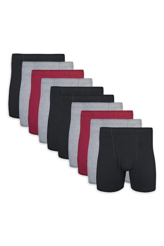 Adult Men's Boxer Briefs With Covered Waistband, 10-Pack, Sizes S-2XL, 6" Inseam