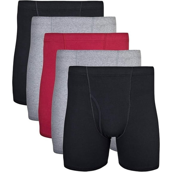 Gildan Adult Men's Boxer Briefs With Covered Waistband, 5-Pack, Sizes S-2XL, 6" Inseam