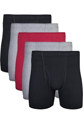 Adult Men's Boxer Briefs With Covered Waistband, 5-Pack, Sizes S-2XL, 6" Inseam