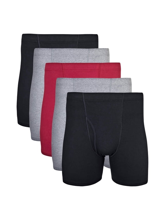 Adult Men's Boxer Briefs With Covered Waistband, 5-Pack, Sizes S-2XL, 6" Inseam