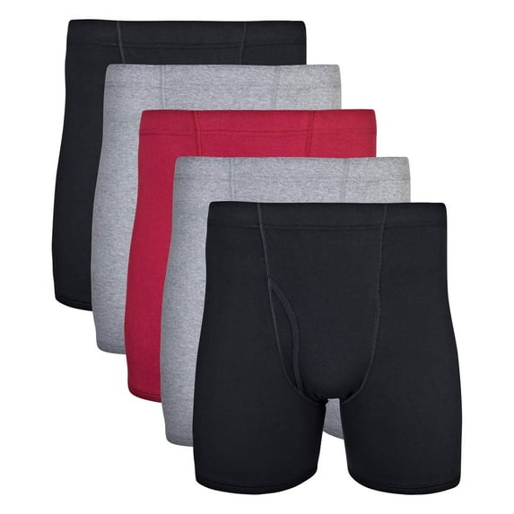 Gildan Adult Men's Boxer Briefs With Covered Waistband, 5-Pack, Sizes S-2XL, 6" Inseam