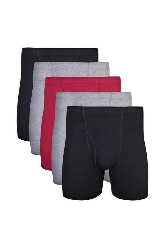 Adult Men's Boxer Briefs With Covered Waistband, 5-Pack, Sizes S-2XL, 6" Inseam