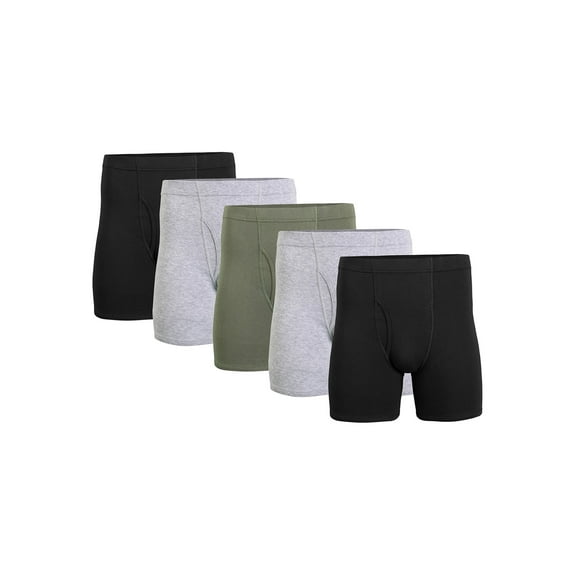 Gildan Adult Men's Boxer Briefs With Covered Waistband, 5-Pack, Sizes S-2XL, 6" Inseam