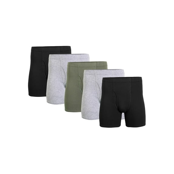 Gildan Adult Men's Boxer Briefs With Covered Waistband, 5-Pack, Sizes S-2XL, 6" Inseam