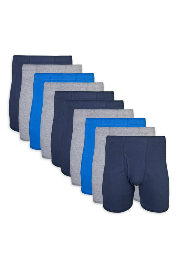 Adult Men's Boxer Briefs with Covered Waistband, 10-Pack, Sizes S-2XL, 6" Inseam