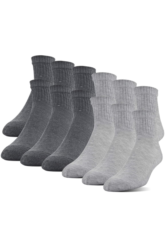 Adult Men's Half Cushion Terry Foot Bed Ankle Casual Socks, OS One Size, 12-Pack