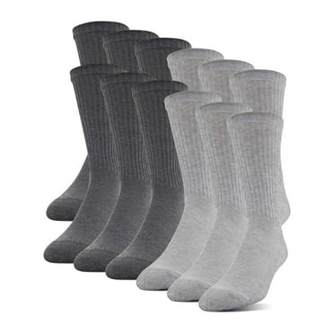 Gildan Adult Men's Half Cushion Terry Foot Bed Crew Casual Socks, OS One Size, 12-Pack
