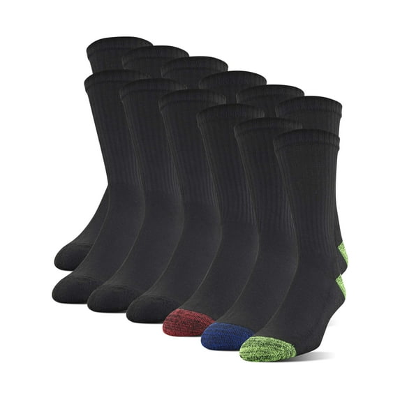 Gildan Adult Men's Half Cushion Terry Foot Bed Crew Casual Socks, OS One Size, 12-Pack