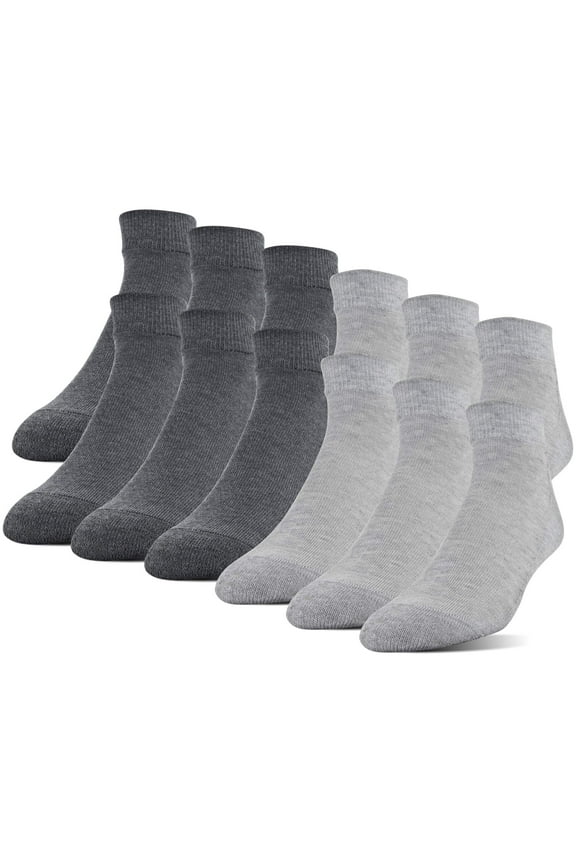 Adult Men's Half Cushion Terry Foot Bed Low Cut Casual Socks, OS One Size, 12-Pack