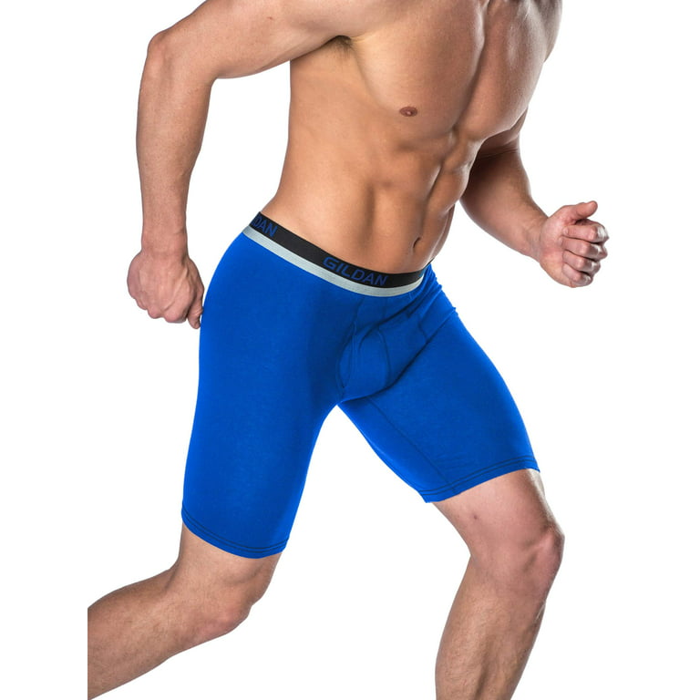 Gildan Adult Men's Performance Cotton Long Leg Boxer Briefs, 3-Pack, Sizes  S-2XL 