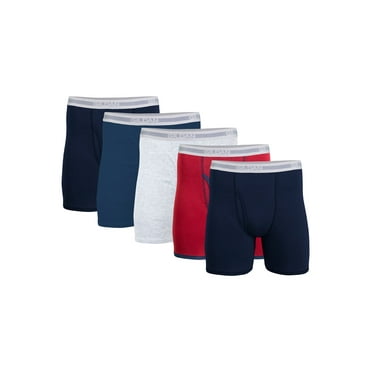 Gildan Men's Regular Leg Boxer Briefs, 5-Pack, 6" Inseam