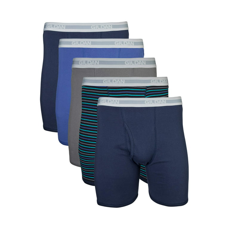 Gildan Men's Underwear Boxer Briefs, Multipack, Mixed Blue (5-Pack