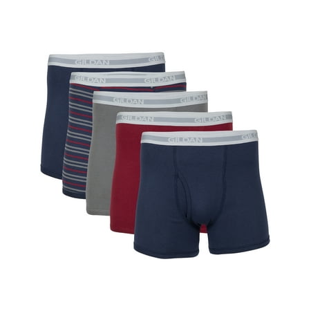 Gildan Adult Men's Short Leg Boxer Briefs, 5-Pack, Sizes S-2XL, 3" Inseam