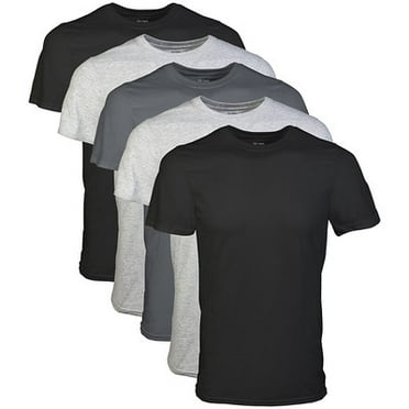 Gildan Men's Crew T-Shirts, Black/Sport Grey/Charcoal, Small