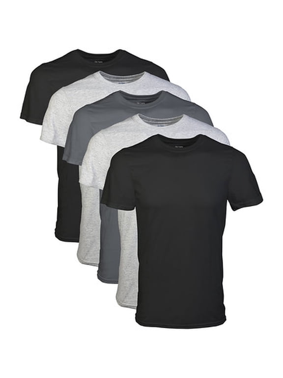Men's Crew T-Shirts, Black/Sport Grey/Charcoal, X-Large