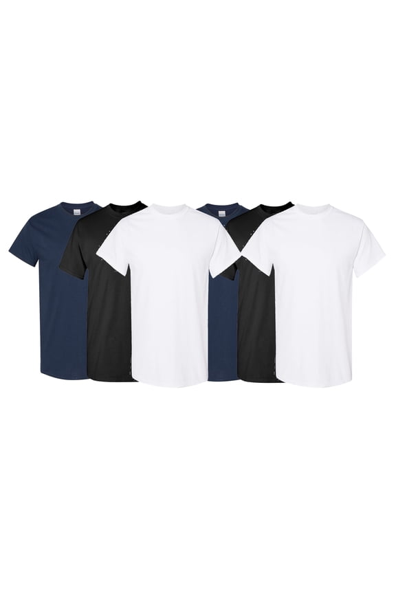 Adult Men's Short Sleeve Crew Neck T-Shirt, 6-Pack,