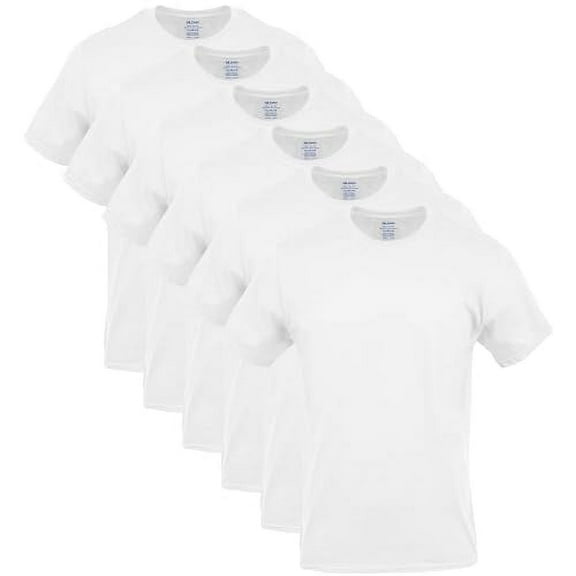 Gildan Adult Men's Short Sleeve Crew White T-Shirt, 6-Pack, Sizes S-2XL